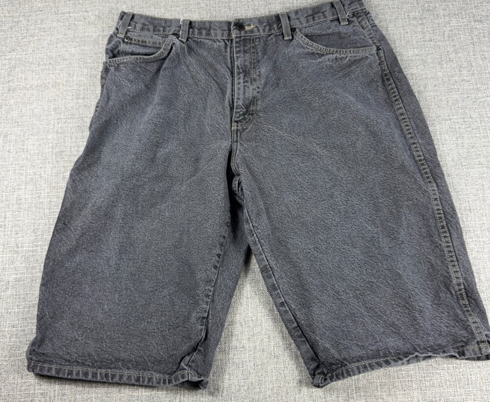 Dickies Carpenter Denim Shorts Mens 36 Gray Black Baggy Loose Fit Utility Skate